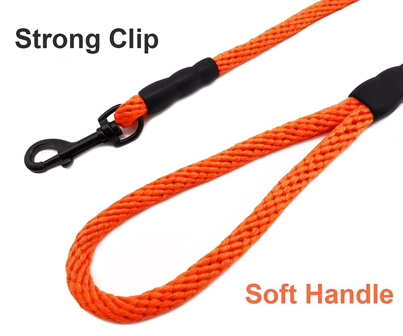 Mycicy Strong Braided Lead, 6 FT Rope Dog Leash Multi-Colors Soft Pet Leash for Small Medium Large Dogs Orange Dog Leash 1/2 inch*6 Ft - PawsPlanet Australia