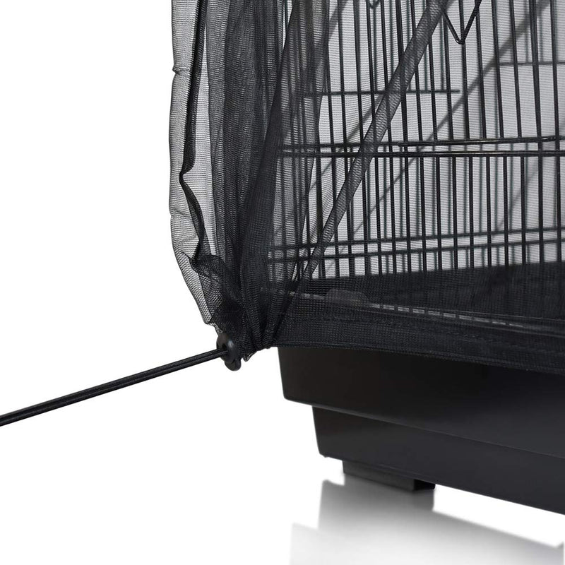 ASOCEA Bird Cage Seed Catcher Parrot Cage Mesh Skirt Universal Birdcage Cover Birdseed Nylon Net Guard extra large - Black (Not Include Birdcage) - PawsPlanet Australia