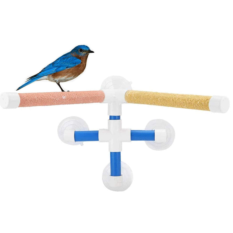 X-zoo Parrot Perches, Portable Shower Stand with Suction Cup and Perches Bird Stand in Quartz Sand Surface for Paw Grinding, Window Perch for Birds - PawsPlanet Australia