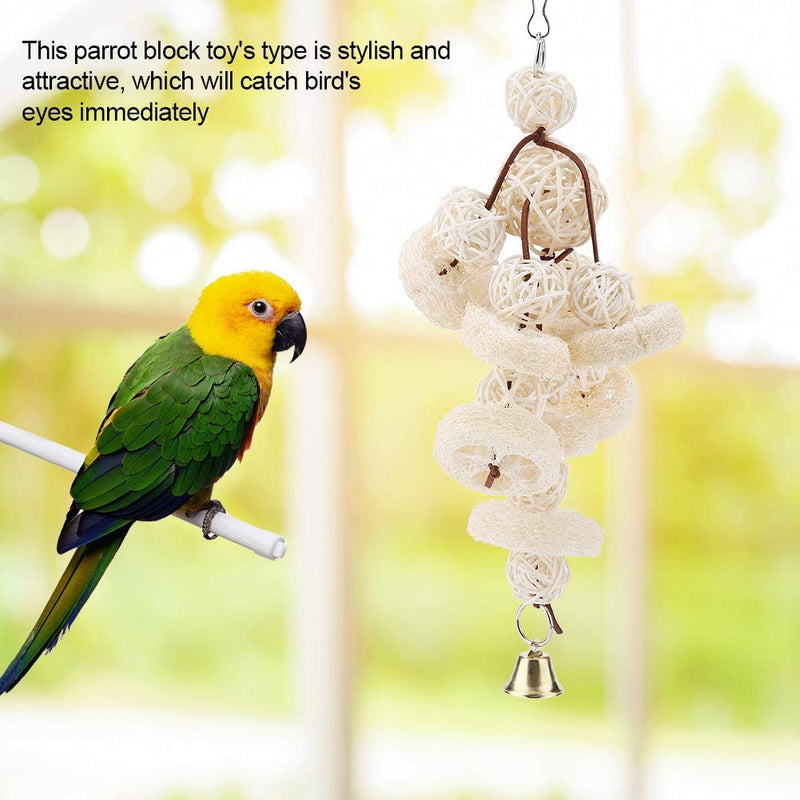 Parrot Bird Toy, Natural Loofah Cuttlebone Chew Toy Pet Hanging Standing Swing Toy for Small Parakeet Cockatiel Conures Finch Budgie Macaw Parrot - PawsPlanet Australia