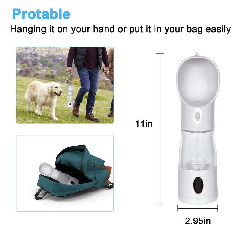 TekkPerry Dog Water Bottle for Walking，4 in 1Dog Travel Water Dispenser with Food Container and Dog Waste Bag，Multifunctional Outdoor Water&Food Bowl&Dog Garbage Bag and Shovel for Dogs and Cats grey - PawsPlanet Australia