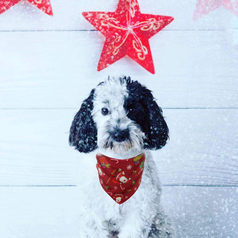 [Australia] - Pawskido Dog Christmas Bandana - 6PCS Washable Pet Bandanas Dog Bib Kerchief Scarf Adjustable Accessories for Small to Large Dogs Puppy Cat 