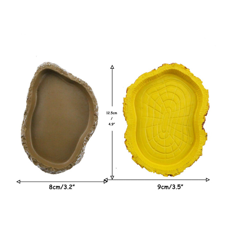 Set of 2 Reptile Tortoise Water Dish Food Bowl Feeders for Amphibians Gecko Snakes Lizard Chameleon - PawsPlanet Australia