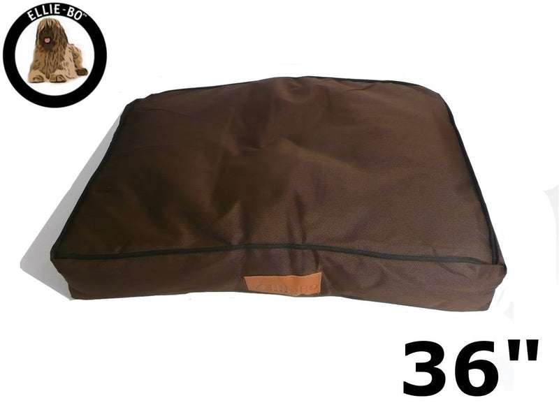 Ellie-Bo 87 x 57 x 10 cms Large Replacement Waterproof Dog Bed Cover in brown with Black Piping - PawsPlanet Australia