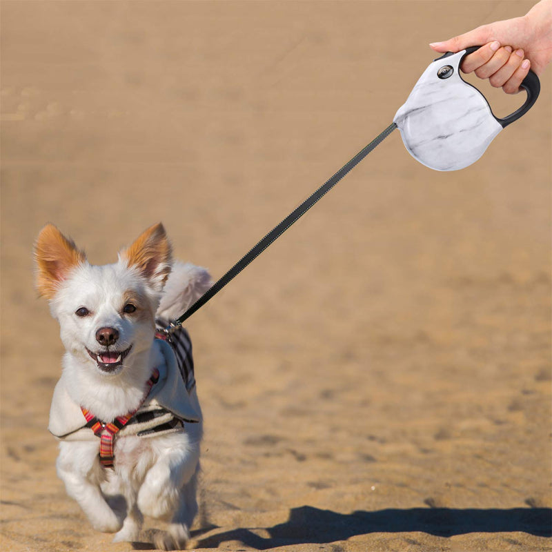 [Australia] - MAVRICFLEX Retractable Dog Leash, Dog Walking Leash with Aristocratic Porcelain Design for Small Medium Dog, Reflective Dog Leash One Hand Control, Tangle Free Dog Leash with Golden Hook, Adjustable D Grey 
