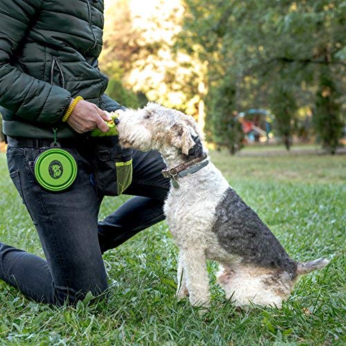 PERRAMA Dog Treat Bag, Training Pouch for Small and Large Dogs with Clicker and Collapsible Food Bowl BPA Free – Pet Treats Tote Bag with Waist and Shoulder Reflective Straps and Belt Clip Black - PawsPlanet Australia