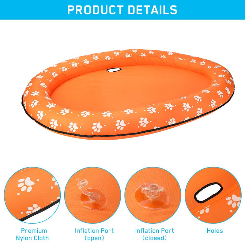 Mystery Dog Floats for Pool Large, Dog Float Inflatable Pool, Oxford Cloth Dog Pool Floats for Small Large Dogs, Summer Pet Inflatable Float for Adult Dogs Puppies Cat, Dog Swimming Pool Float, Orange - PawsPlanet Australia