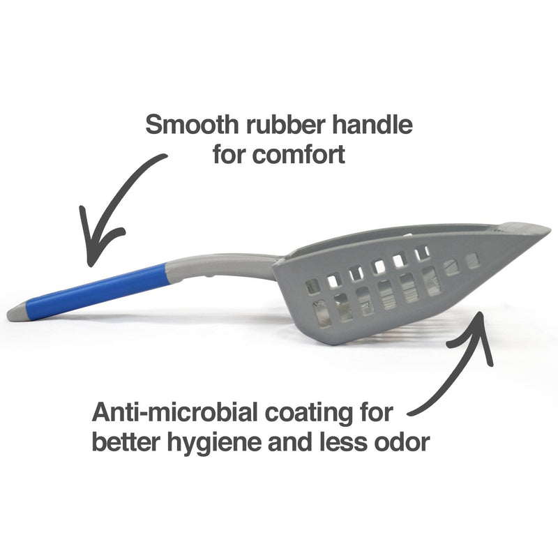 [Australia] - PetFusion Large Cat Litter Scoop. [Designed to Easily Scoop Underneath cat Litter]. Stronger ABS Plastic. Anti-Microbial Coat for Superior Hygiene Grey 