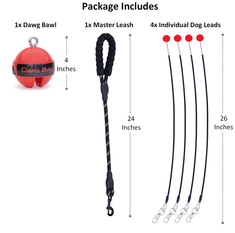 Multi Dog Leash Tangle Free (Up to 30 pounds Each) Patented Automatic Untangle The Leads When Your Dogs Change Positions, Dawg Bawl Leash is Adjustable for 2, 3 or 4 Dogs - PawsPlanet Australia