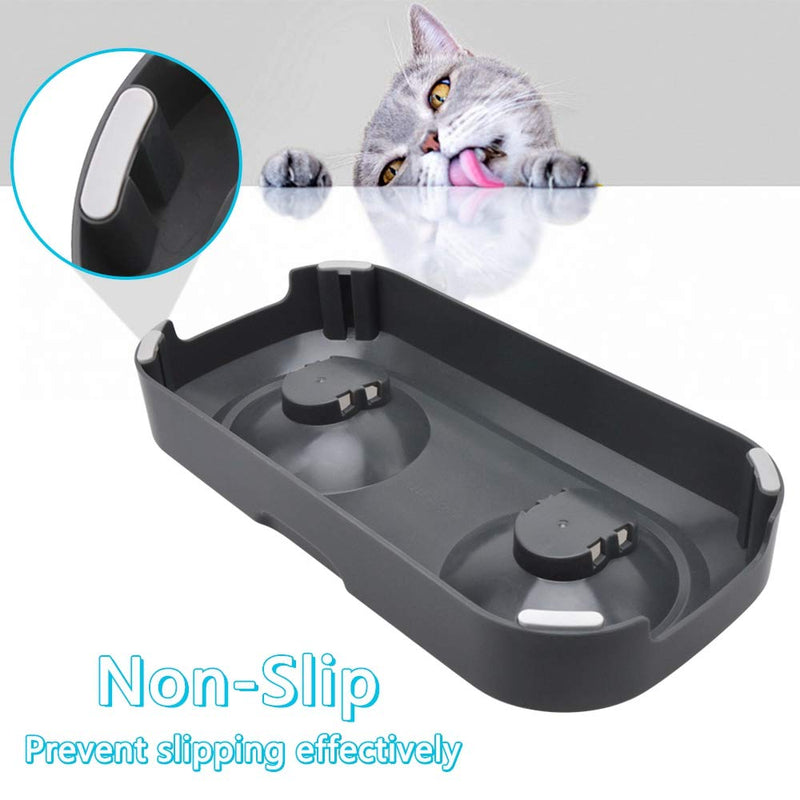 TANGN Raised Cat Feeding Bowl Stainless Steel Cat Food Dish Elevated with Non-Slip Stand, Tilted 15° Anti Vomiting Cat Bowls Designed for Kitten Puppy Pet Whisker Fatigue Dishwasher Safe (Double Bowl) Double Bowl - PawsPlanet Australia