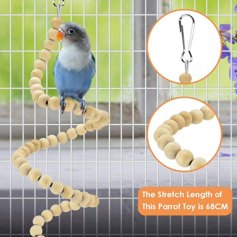 KATUMO Bird Toys, Natural Wood Coconut Bird House with Ladder Hanging Swing Pet Climbing Rotated Ladder Chewing Bells Bird Toys for Parakeet, Conure, Cockatiel, Mynah, Love Birds, Finch - PawsPlanet Australia