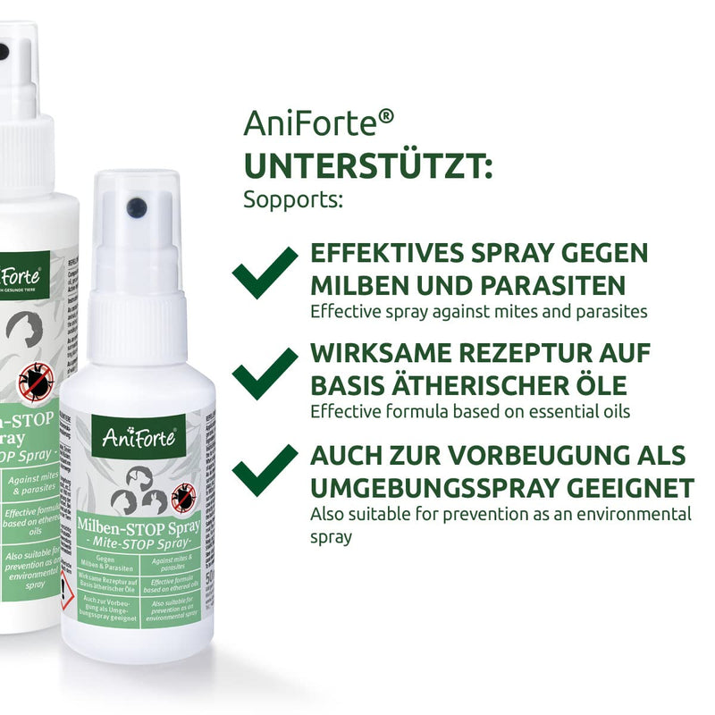 AniForte mite spray for dogs, cats, pets and farm animals 50 ml - anti-mite spray for effective defense against insects, parasites and vermin, mite stop and mite protection against mite infestation - PawsPlanet Australia