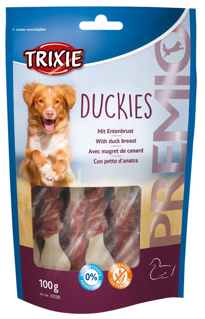 TRIXIE dog treat PREMIO dog duckies 100g - premium treats for dogs gluten-free - without grains and sugar, tasty reward for training and at home 100 g (pack of 1) duckies - PawsPlanet Australia