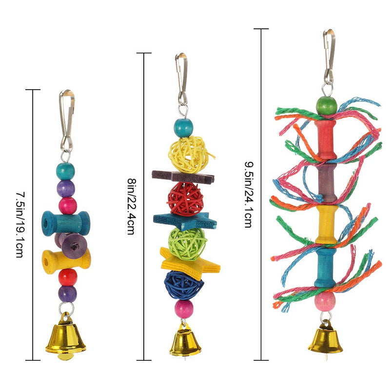 upain Bird Toys 8 Pack Parrot Toy Set Bells Hanging Swing Shredding Chewing Toy for Cage Bird Ringneck Parrot Parakeets Cockatiels Macaws Finches Mynah Budgies Small Birds - PawsPlanet Australia