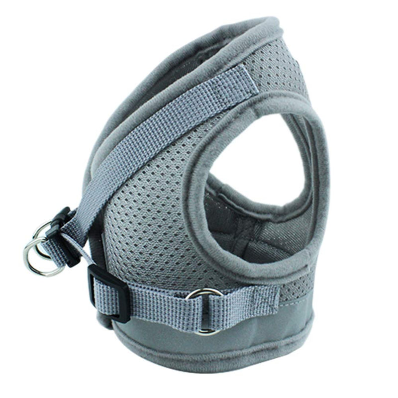 FREESOO Puppy Harness and Lead Sets Small Dog Cat Pet Breathable Mesh Chest Strap for Outdoor Training Walking XS Grey/Polyester - PawsPlanet Australia