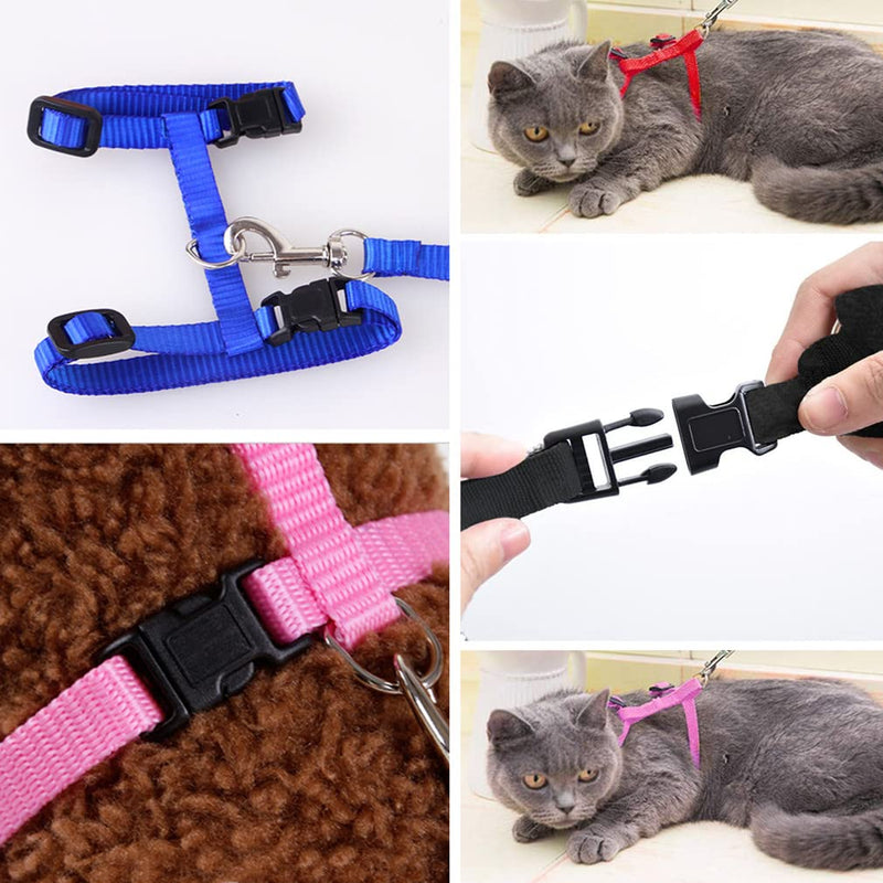 Morices 2 Pack Cat Harness and Leash, Adjustable Comfortable Nylon Pet Strap Collar with Leash, Escape Proof Safety Rope Leads Chest Strap for Kitten Puppy Rabbits Walking Training (Black & Red) Black+Red - PawsPlanet Australia
