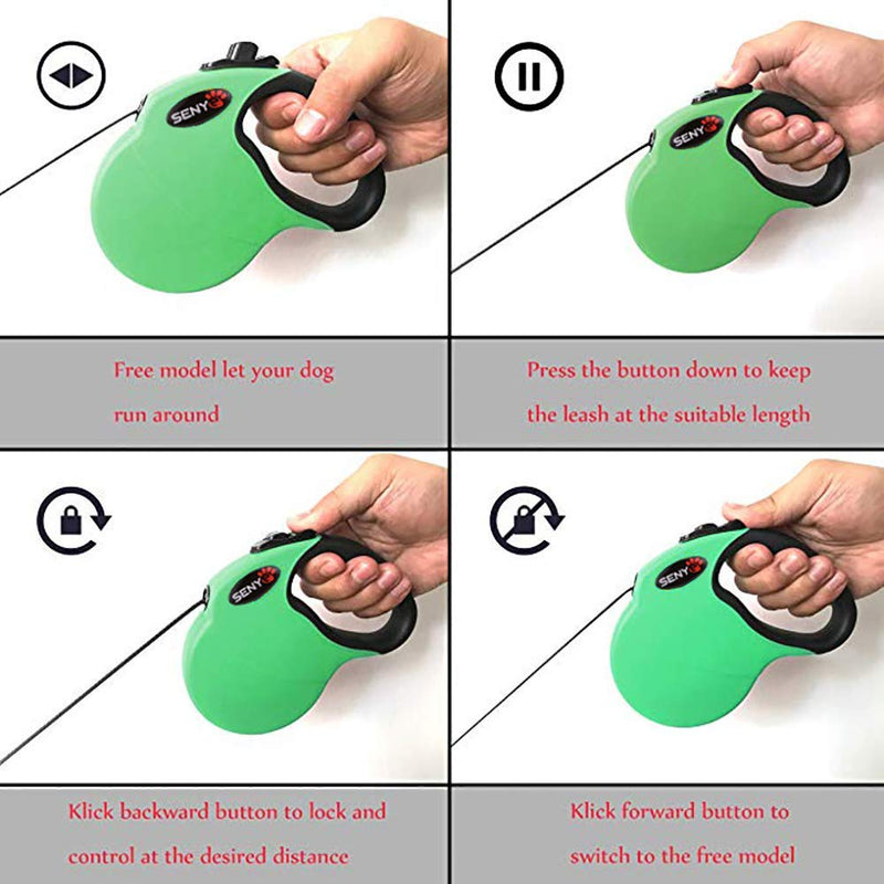 [Australia] - SENYE Retractable Dog Leash,16ft Dog Traction Rope for Large Medium Small Dogs,Break & Lock System Green 