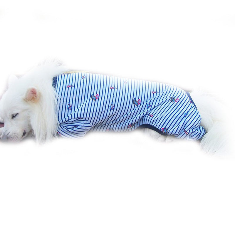 [Australia] - FLAdorepet Strip Big Large Dog Labrador Jumpsuit Hoodie Clothes Cotton Dog Pajamas Jacket Coat Golden Retriever Dog Clothing for Large Dog 3XL Blue 