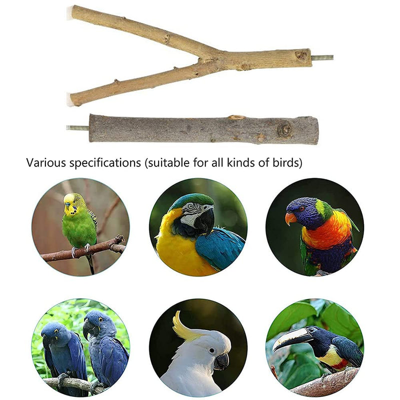 4 Pieces Perches for Bird Cages, Natural Perches for Birds, Bird Cage Wood Accessories, Bird Perch Stand Set, Parakeet Nature Wood Stand, with 8 Washers and 4 Butterfly Screws, for Parrots, Birds A - PawsPlanet Australia