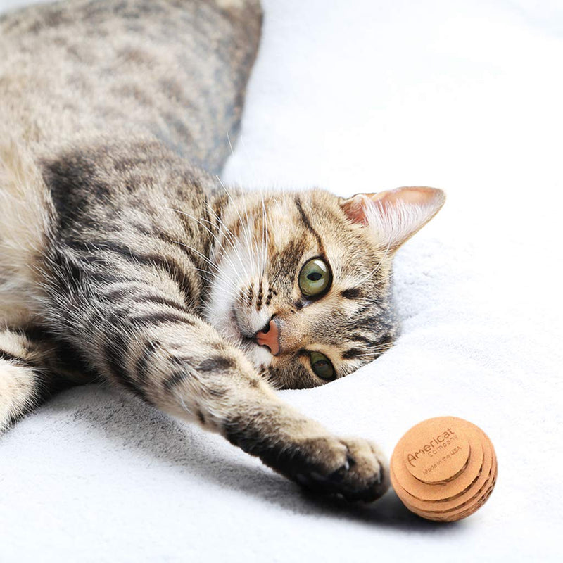 [Australia] - Americat Company Set of 3 Made in The USA Cat Toy Balls – Exercise, Hunt, Chase, Fetch, Bat – Wobble Balls for Independent and Interactive Play Variety Pack 
