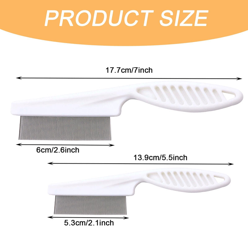 AYNKH Pet Comb, 2 Pack Dog Cat Comb Stainless Steel Round Teeth for Lice Flea Tear Mark Removal - PawsPlanet Australia