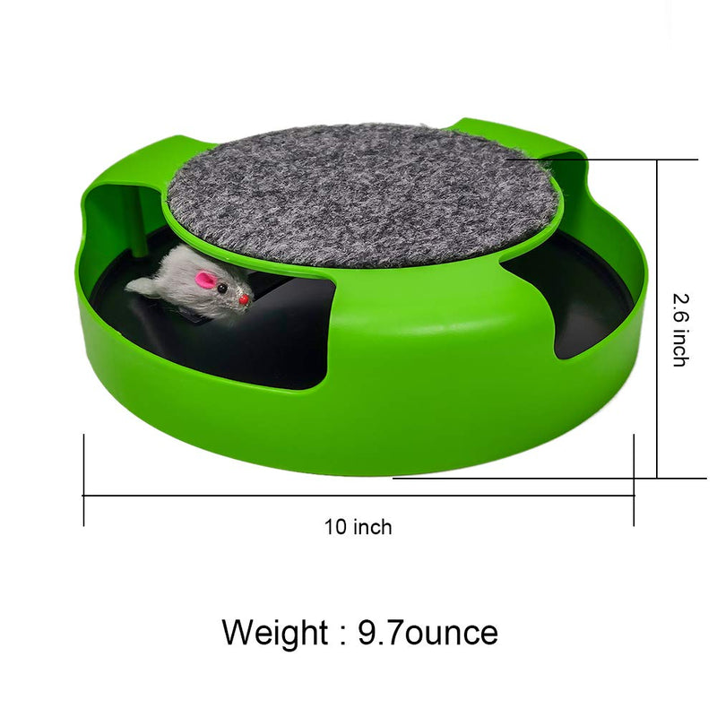 [Australia] - Pasking Interactive Cat Toy, Catch The Mouse Cat Toy with a Running Mouse and a Scratching Pad, Cat Scratcher Catnip Toy, Quality Kitten Toys, Green 