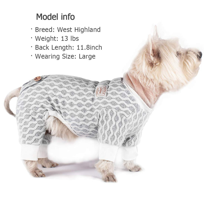 kyeese Dog Pajamas Stretchable Dog Jumpsuit 4 Legs Pet PJS Puppy Cat Pajama Onesie for Spring Summer Large Grey - PawsPlanet Australia