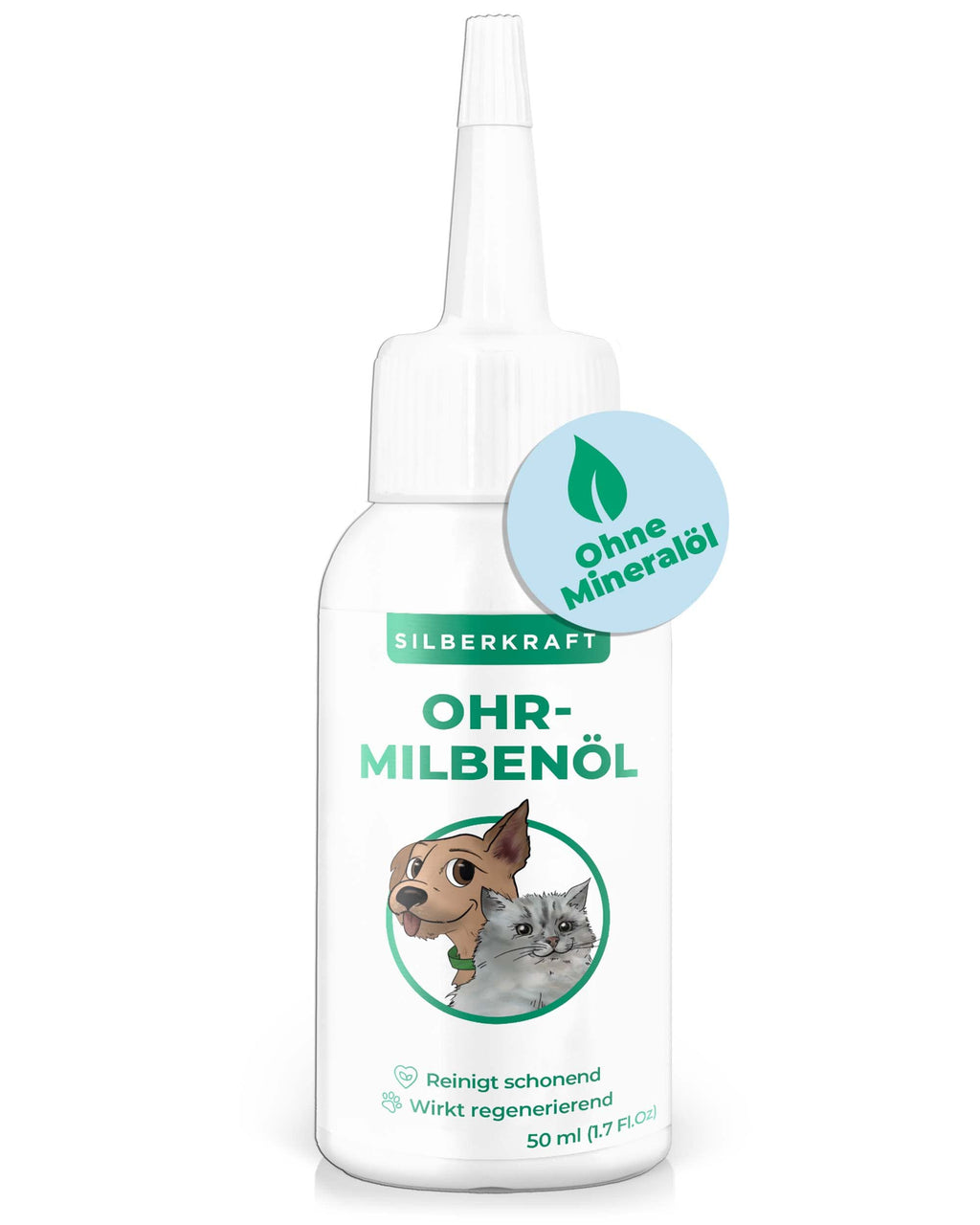 Silberkraft ear mite oil 50 ml for dogs, cats and other pets, effective care product against ear mites, ear mange, itching, yeast fungus and ear inflammation, gentle and gentle cleaning - PawsPlanet Australia