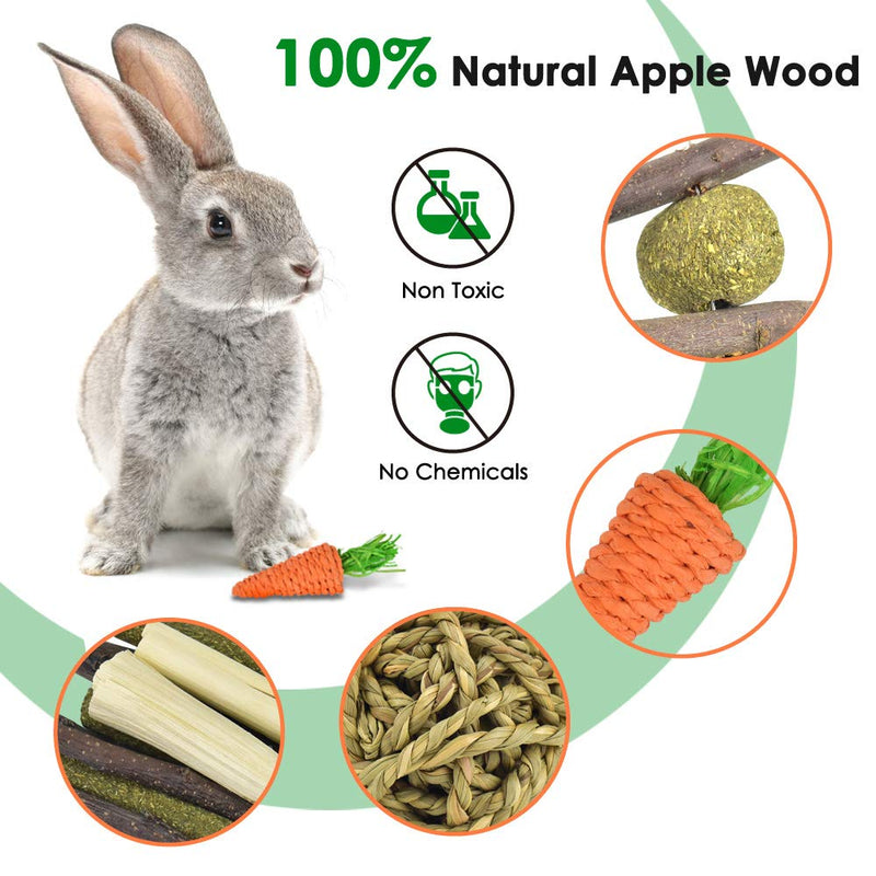 KATUMO Rabbit Chew Toys, 100% Natural Apple Wood Chinchillas Guinea Pigs Hamsters Molar Toys Accessories Suitable for Rabbits Squirrel Gerbils Small Pets Chewing and Playing Exercise Teeth Care - PawsPlanet Australia