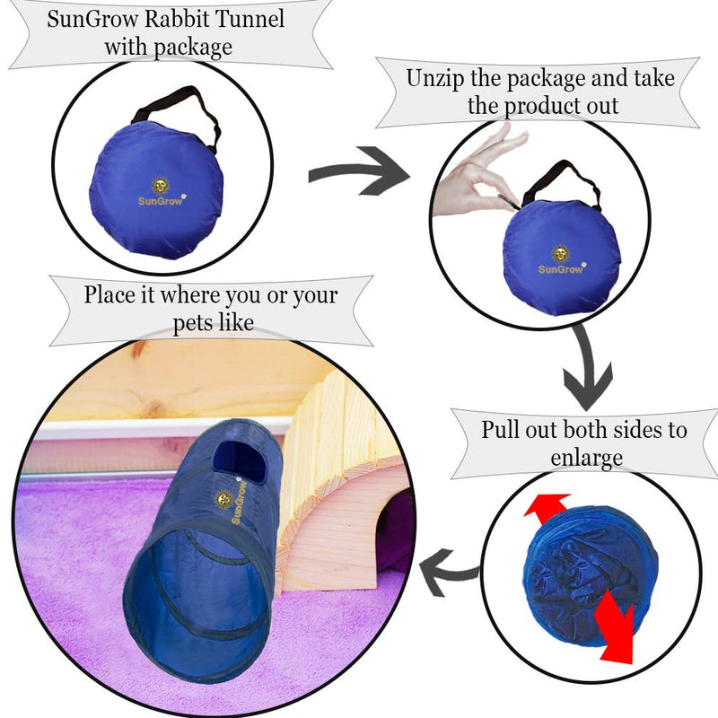 SunGrow Collapsible Pet Tunnel, 36 Inches, 3 Openings, Collapsible Hideaway, for Pet Exercise and Training, Works Alone or Attach to Channels, Great for Rabbits, Kittens and Guinea Pigs - PawsPlanet Australia