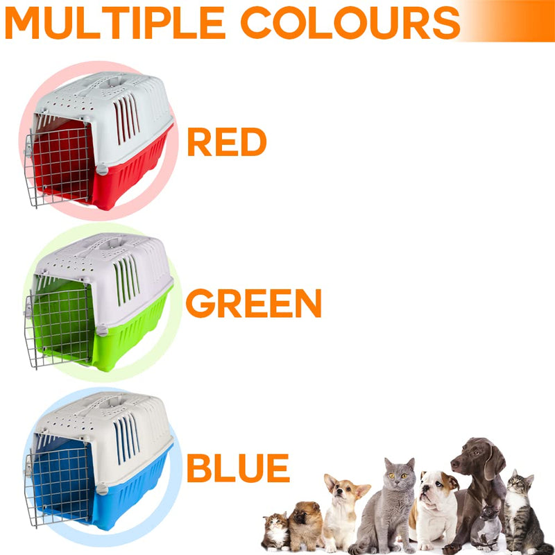 ZENO Pet Carrier Cage for Dog Cat Rabbit Puppy Kitten Animal Portable Crate Travel Transport Car Box with Handle (Blue) Blue - PawsPlanet Australia