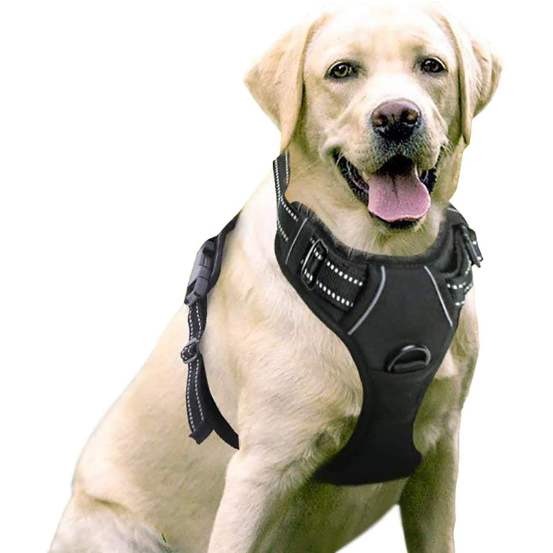 rabbitgoo No-Pull Dog Harness Breathable Chest Harness Harness for Dogs Puppy Harness Reflective Strips Secure Guidance Adjustable Soft Black LL (Pack of 1) - PawsPlanet Australia