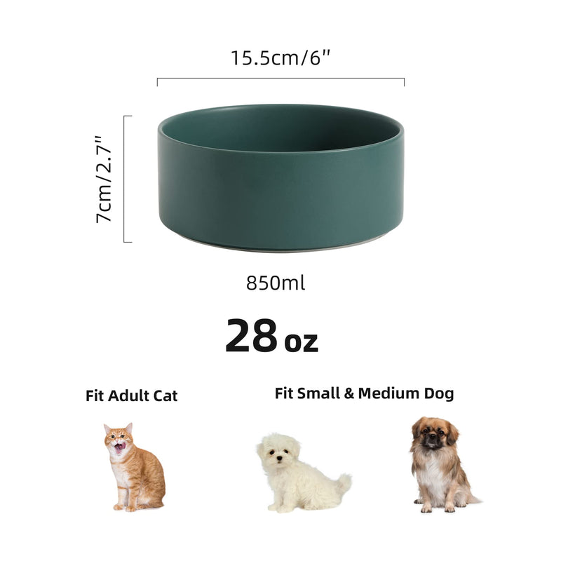 Havniva Raised Non-Slip Ceramics Dog Bowl for Medium and Large Dog Adjustable Height Dog Bowl Dog Food Bowl Dog Dish Cat Water Bowl Protect Cervical Spine 6inch Bowl - Green - PawsPlanet Australia
