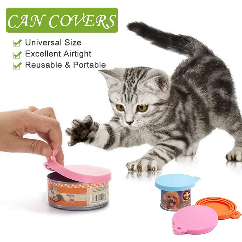 Toulifly Pet Food Can Covers, Can Covers for Pet Food Cans, Universal Size, 6 Pcs Silicone Pet Can Covers & 3 Pcs Pet Spoons, 100% FDA Certified Food Grade Silicone - PawsPlanet Australia