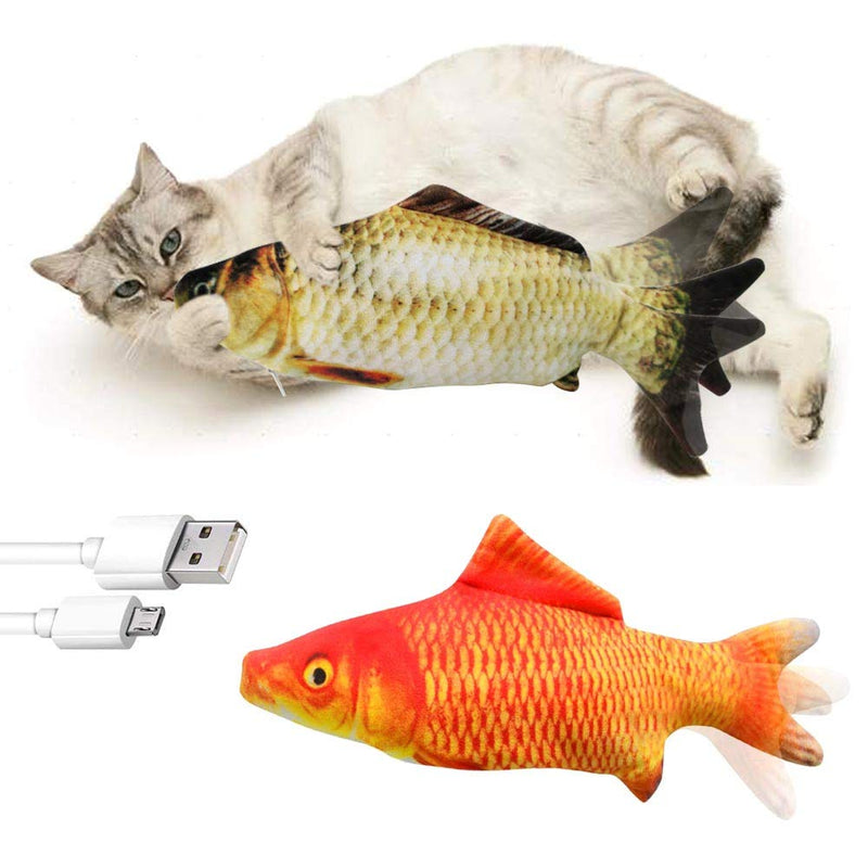 [Australia] - M MAIUS 2 Pack Electric Floping Fish Cat Toys, Wiggle Fish Catnip Toys, Moving Cat Kicker Fish Toy, Realistic Interactive Cat Chew Bite Kick Supplies for Cat Kitten Kitty 