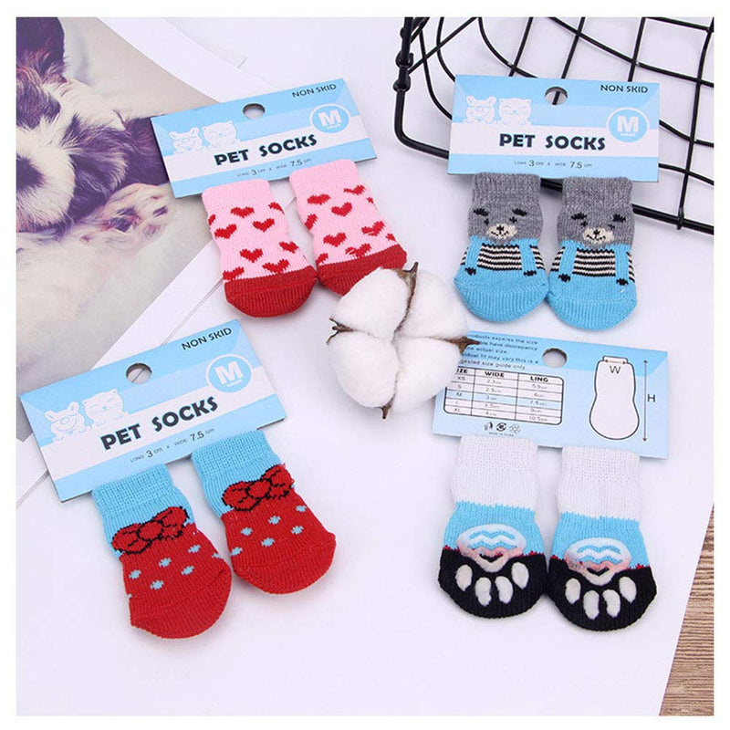 NA/ 4 Pairs Anti-Slip Dog Socks&Cat Socks with Rubber Reinforcement, Pet Paw Protector for Hardwood Floors, Indoor Wear (M) XS - PawsPlanet Australia