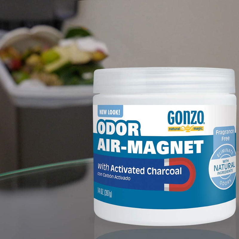 Gonzo Natural Magic Odor Air-Magnet with Activated Charcoal - 14 Ounce (2 Pack) - Odor Eliminator for Car Closet Bathroom and Pet Area Captures and Absorbs Smoke Odors - PawsPlanet Australia