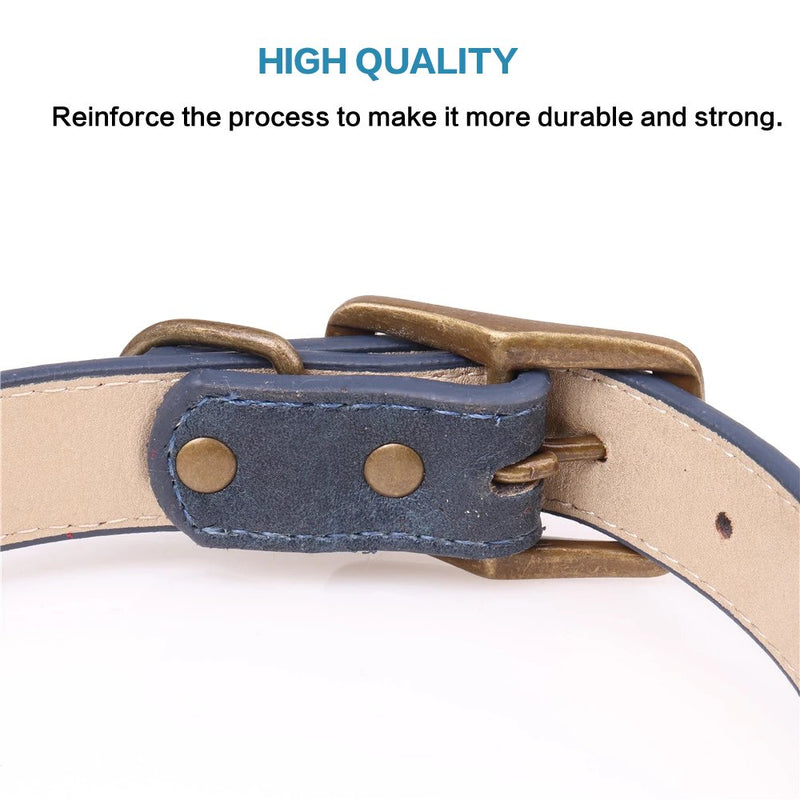 Tangser Basic Classic Padded Leather Pet Collars for Medium Dogs (blue,1 pcs) 13.7"-17.7"Neck *0.98 Wide blue - PawsPlanet Australia