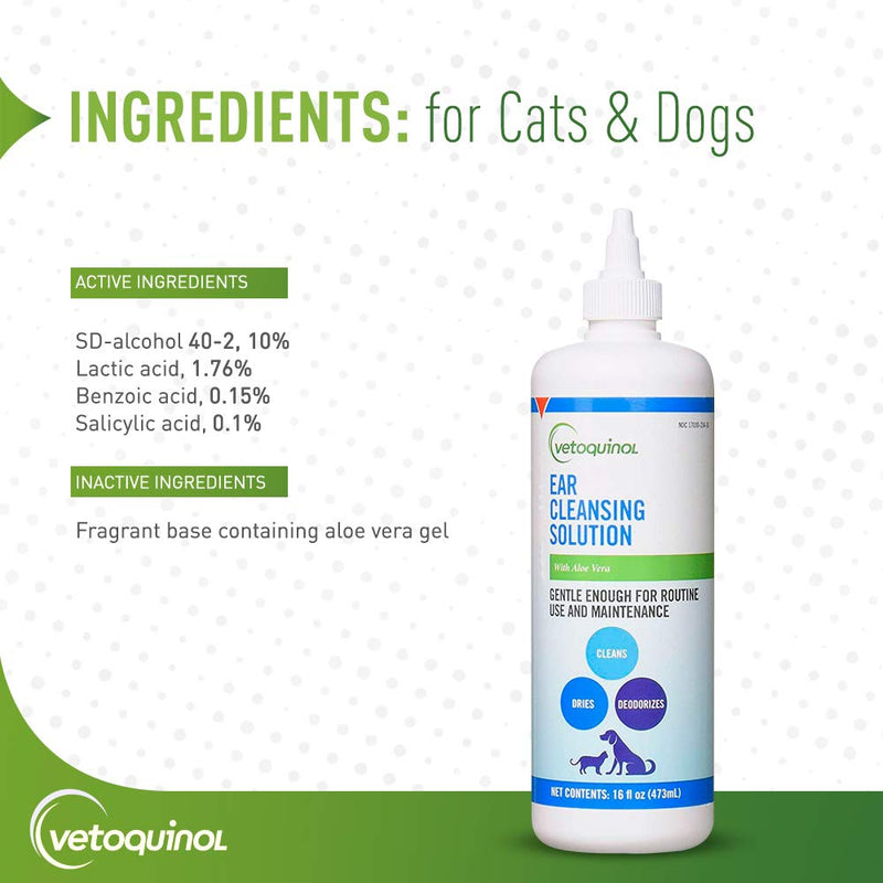 Vetoquinol Ear Cleansing Solution for Dogs and Cats 8 ounces - PawsPlanet Australia