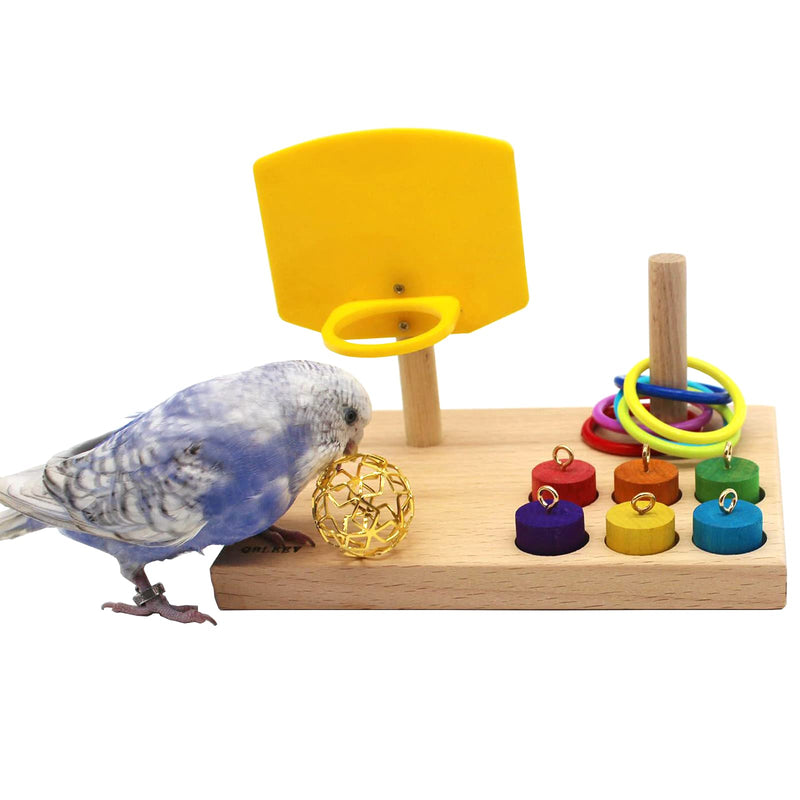 QBLEEV Bird Toys, Bird Trick Tabletop Toys, Training Basketball Stacking Color Ring Toys Sets, Parrot Chew Ball Foraing Toys, Education Play Gym Playground Activity Cage Foot Toys Combination toy - PawsPlanet Australia