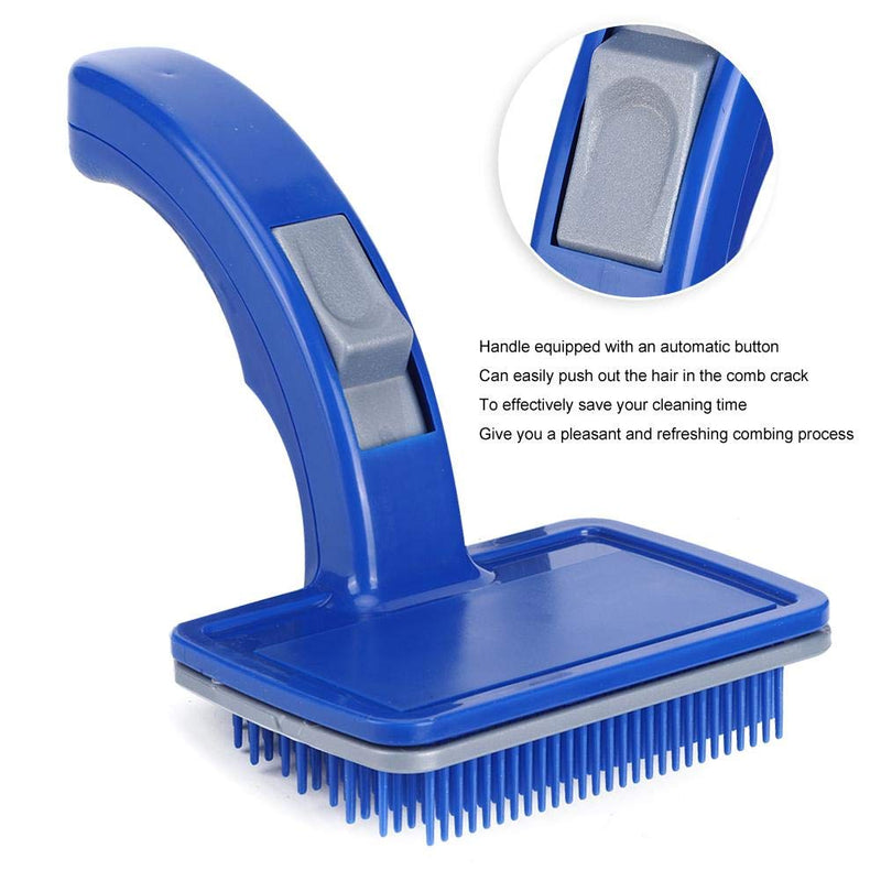 Pet Hair Comb Plastic Blue Pet Automatic Hair Removal Open Knot Comb Cleaning Care Accessories Hair Cleaning Brush for Cats Dogs - PawsPlanet Australia