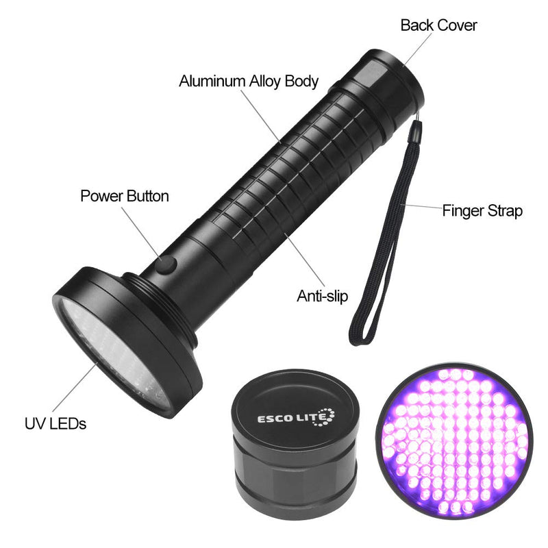 UV Black Light Flashlight, 100 LED High Power 395 nM Ultraviolet Flashlights UV blacklight Detector for Dog Urine, Pet Stains and Bed Bug, Matching with Pet Odor Eliminator - PawsPlanet Australia