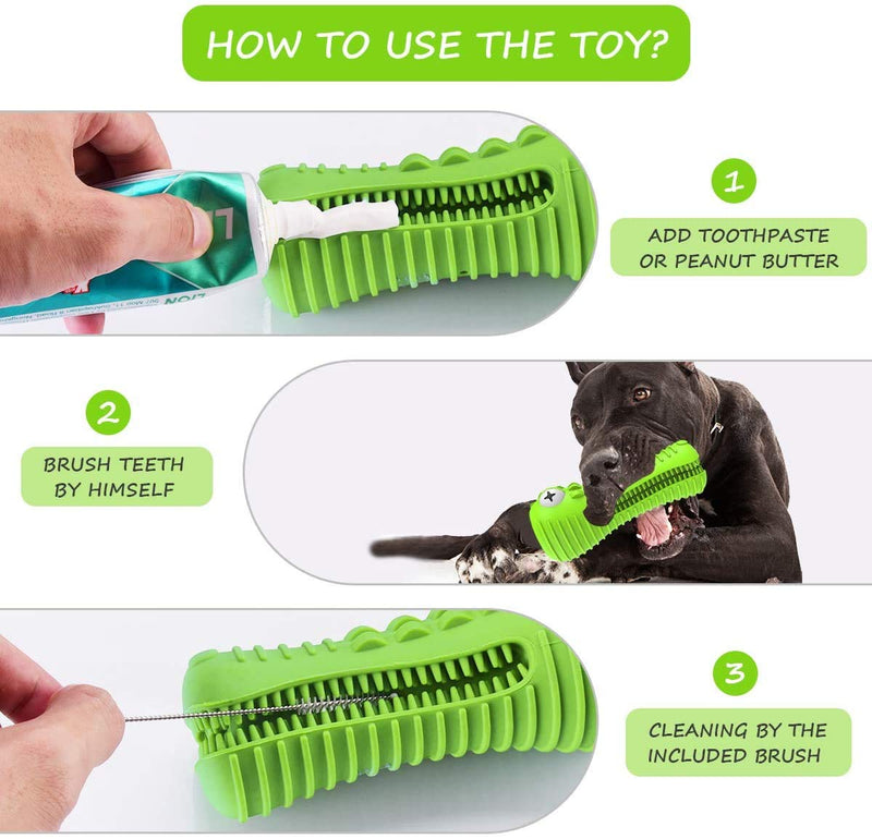 Sixmill Dog Toys Dog Toothbrush Indestructible Squeaky Dog Chew Toys For Medium Large Breed Aggressive Chewers Crocodile Alligator Dental Teeth Cleaning Toy L Grass Green - PawsPlanet Australia