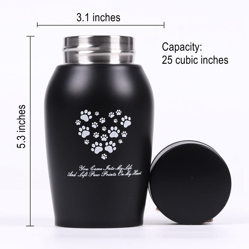 Youdear Service Pet Cremation Urns,Pet Urns for Dog and Cat Ashes,Paw Print Keepsake Urns,Pet memorial Urn,Dog urns for ashes,Cat urns for Ashes(small, black) small - PawsPlanet Australia