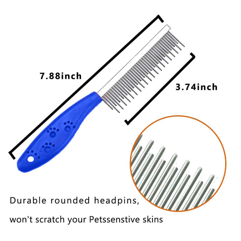 1 piece cat comb, dog comb, pet comb, dog or cat grooming comb made of stainless steel, pet brush for pet hair care for medium and long hair (blue) - PawsPlanet Australia