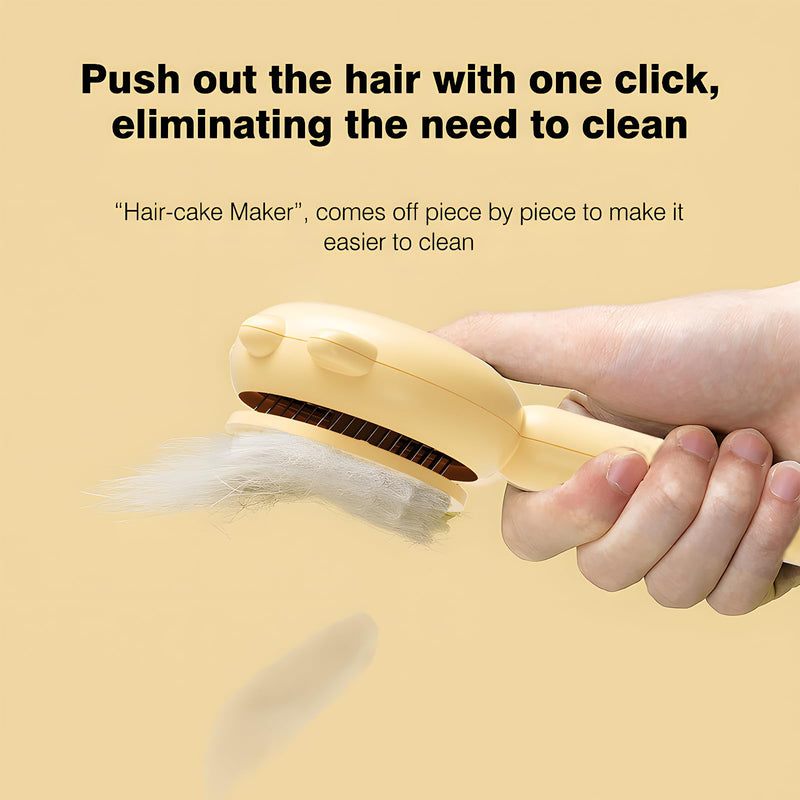 absob Grooming Brush for Cats and Dogs Self-Cleaning Slicker Brush for Removing Loose Undercoat Tangles and Matted Hair Fur Brush for Short or Long-Haired Cats/Dogs (Yellow-B) Cat Paw Yellow - PawsPlanet Australia