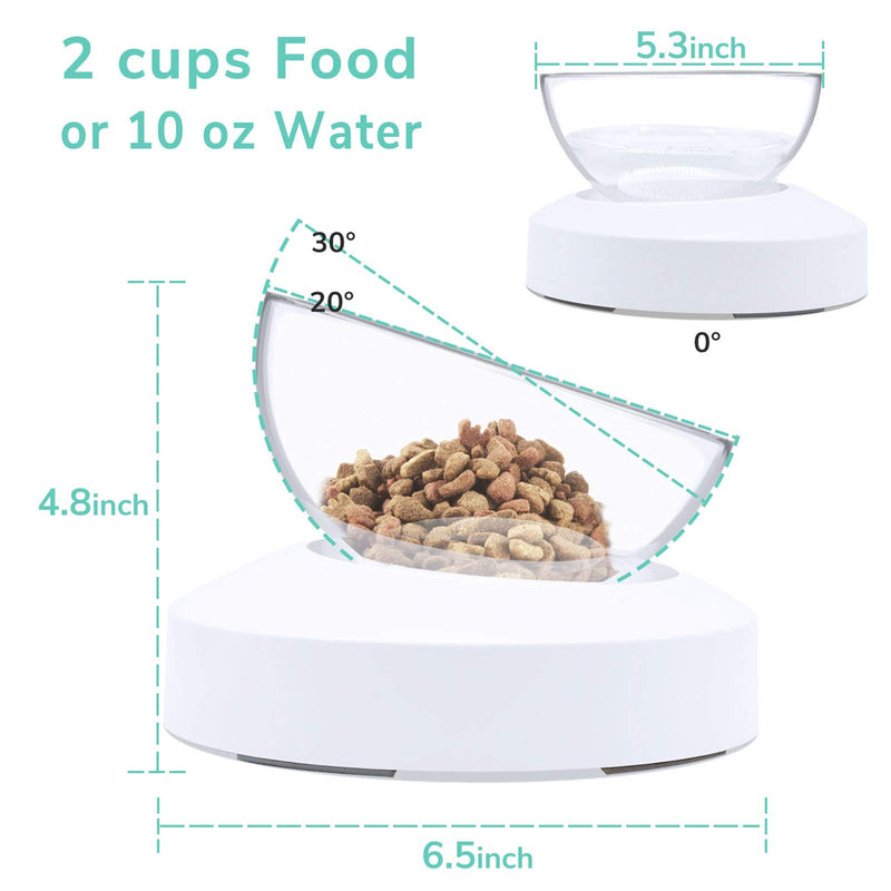 LumoLeaf Dog Cat Bowls, Elevated Cat Bowl, Transparent Raised Tilted Cat Food Water Bowl, Detachable & 0-30° Cat Food Dish Stand for Kitty and Puppy, Stress Free, Dishwasher Safe. Single Bowl - PawsPlanet Australia