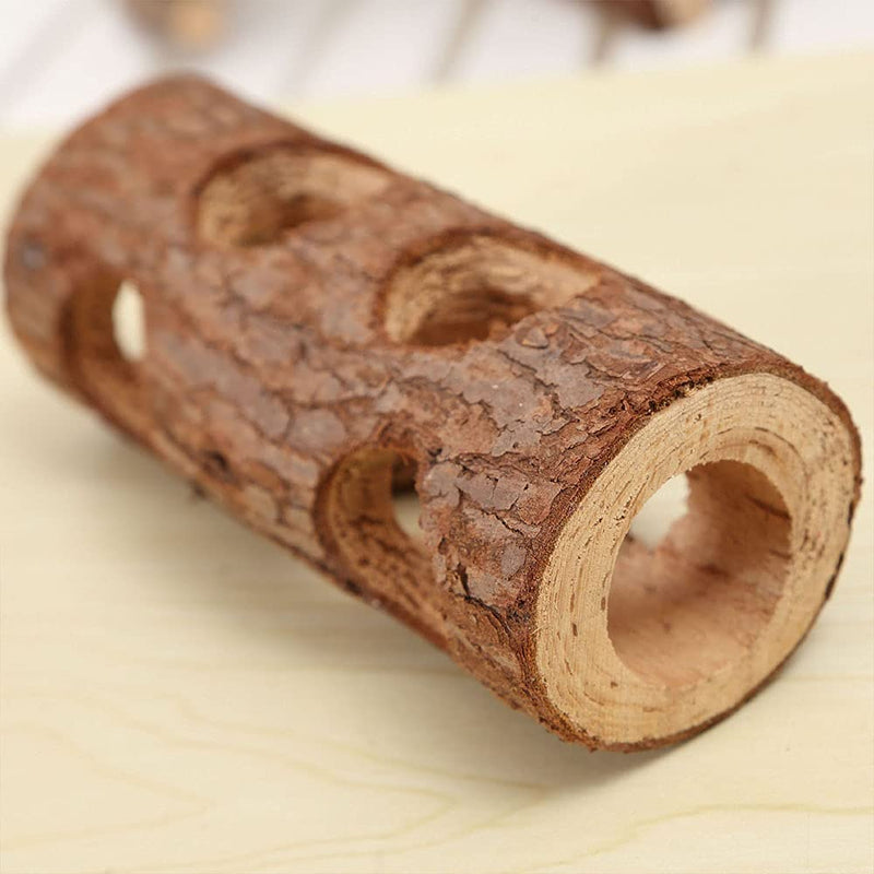 ANCLLO Hamster Tunnel Tube Natural Wooden Playing Hut Forest Hollow Tree Trunk Peep Hole Design for Squirrel Mice Chinchilla Chipmunk Small Animals - PawsPlanet Australia