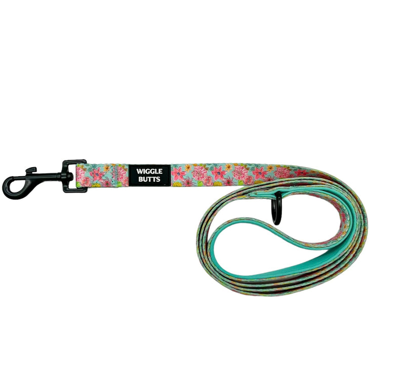 Turquoise Floral Dog Harness + Leash Set (Small) Small - PawsPlanet Australia