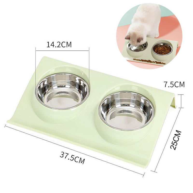 TaimeiMao cat feeding bowl,Multi-purpose Pet Feeding Bowl,Stainless Steel Bowl cat bowls,Cat Water Bowl,Pet Bowl,Tilted Pet Feeding Bowl (green) green - PawsPlanet Australia